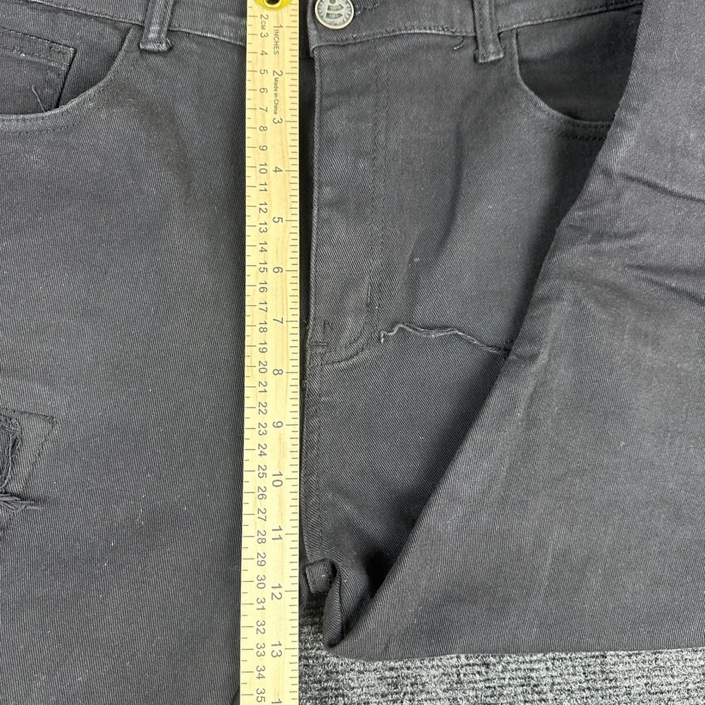 Waimea Mens Skinny Fit‎ Jeans Black Faded Knee Zipper Denim Pants Size 36